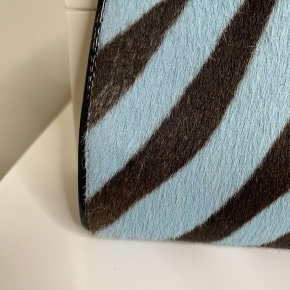 Gucci Pony Hair Clutch - Zebra - Brown and Blue - Picture 10 of 13